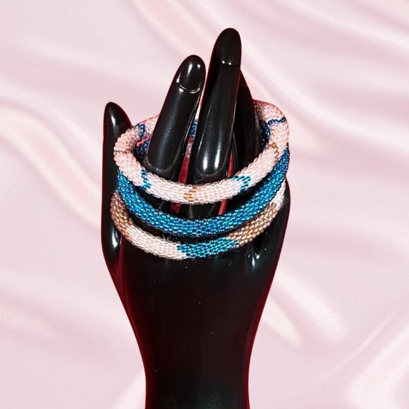 NEW never worn Sashka Bracelets - Teal, Gold and White - Picture 1 of 4